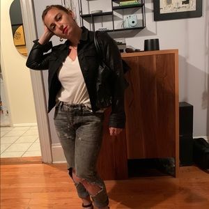 All Saints denim and leather jacket